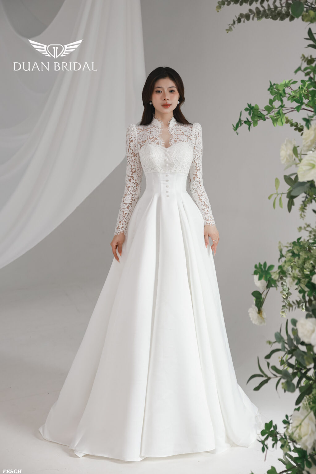 Elthira - long sleeve A-line wedding dress - 3