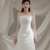 Evell - off-shoulder long sleeve A-line wedding dress
