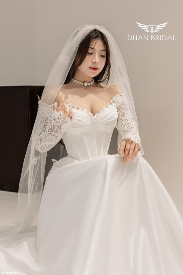 Colette - off-shoulder long sleeve A-line wedding dress