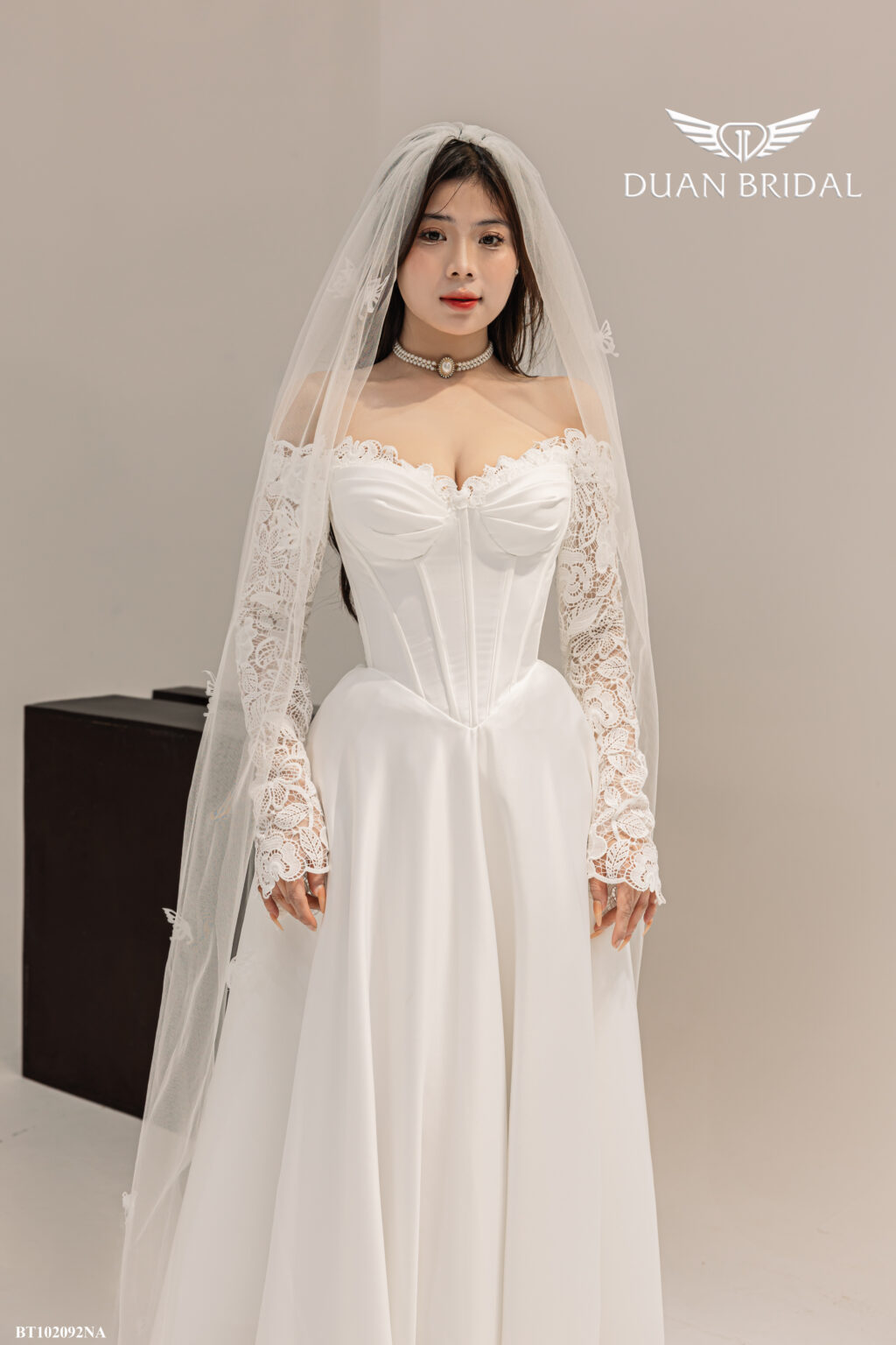 Colette - off-shoulder long sleeve A-line wedding dress - 2