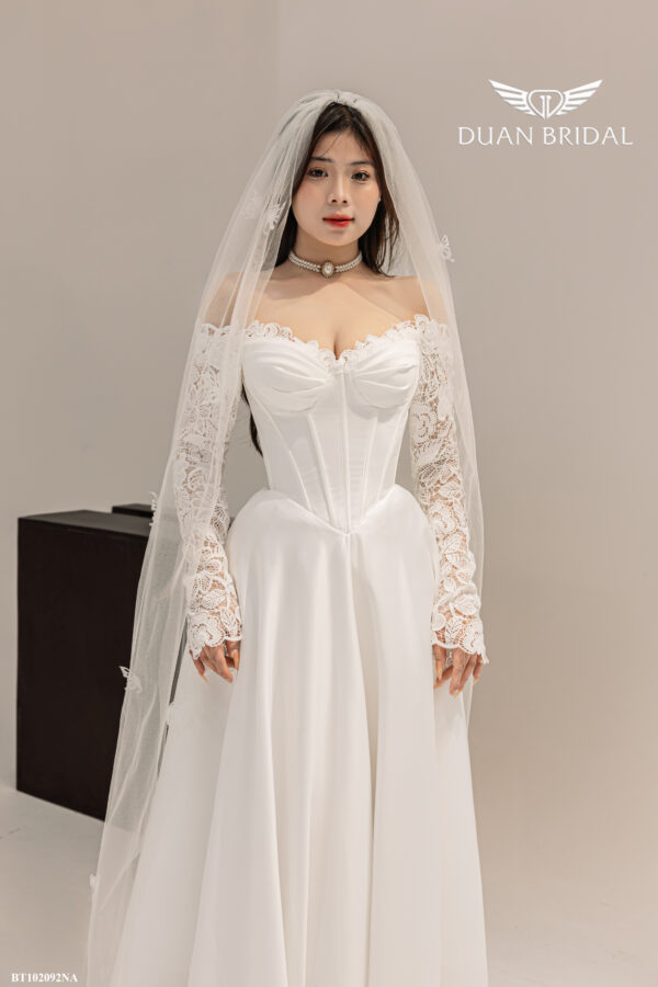 Colette - off-shoulder long sleeve A-line wedding dress - 2