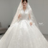 Vienna Glow - Long sleeve floral lace ball gown wedding dress