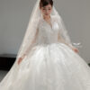 Vienna Glow - Long sleeve floral lace ball gown wedding dress