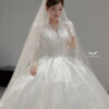 Vienna Glow - Long sleeve floral lace ball gown wedding dress