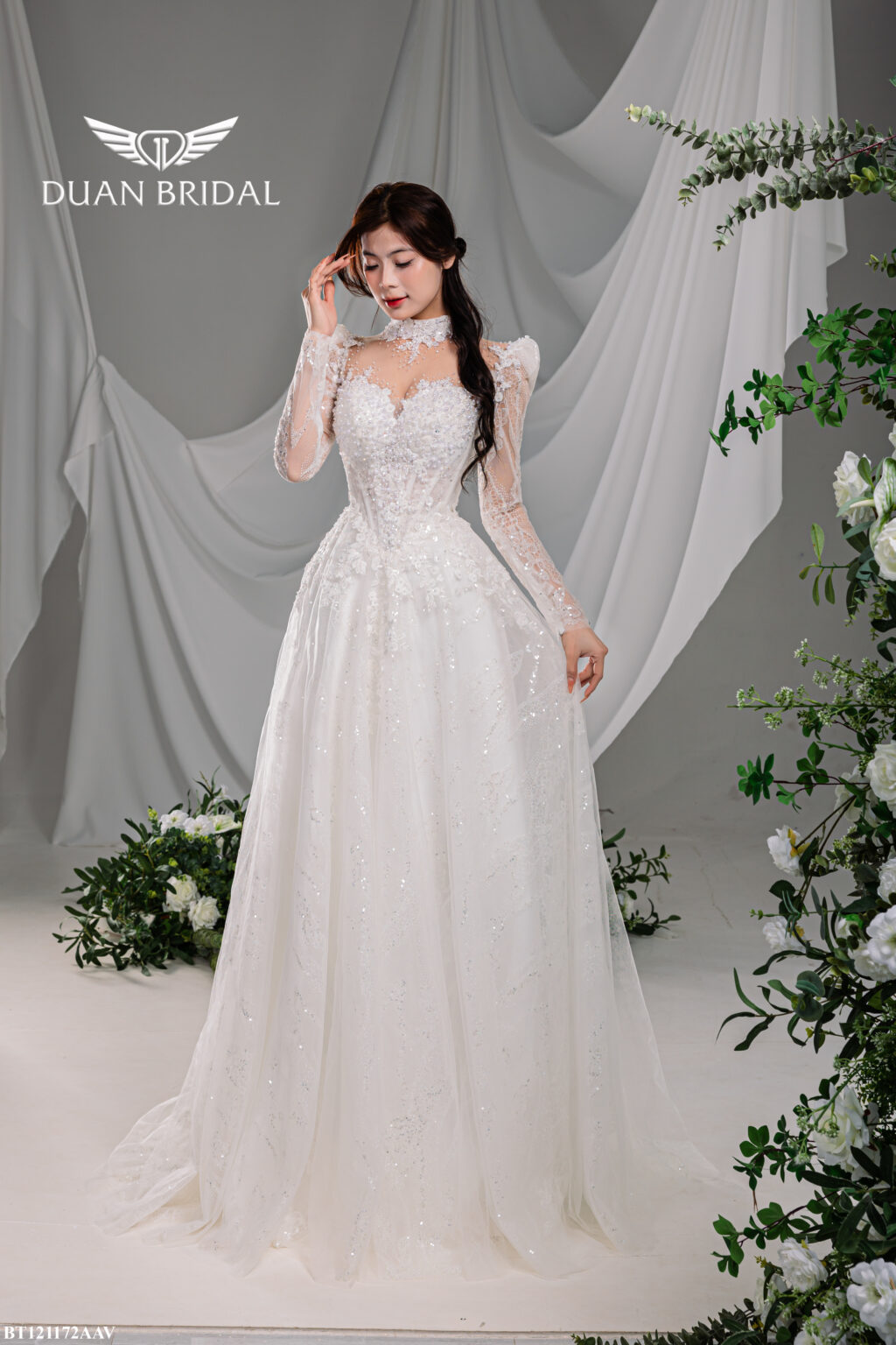 Edelis - long sleeve A-line wedding dress - 3