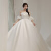 Mirelle - detachable sleeve ball gown wedding dress - 4