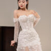 Floret - detachable sleeve A-line wedding dress - 2