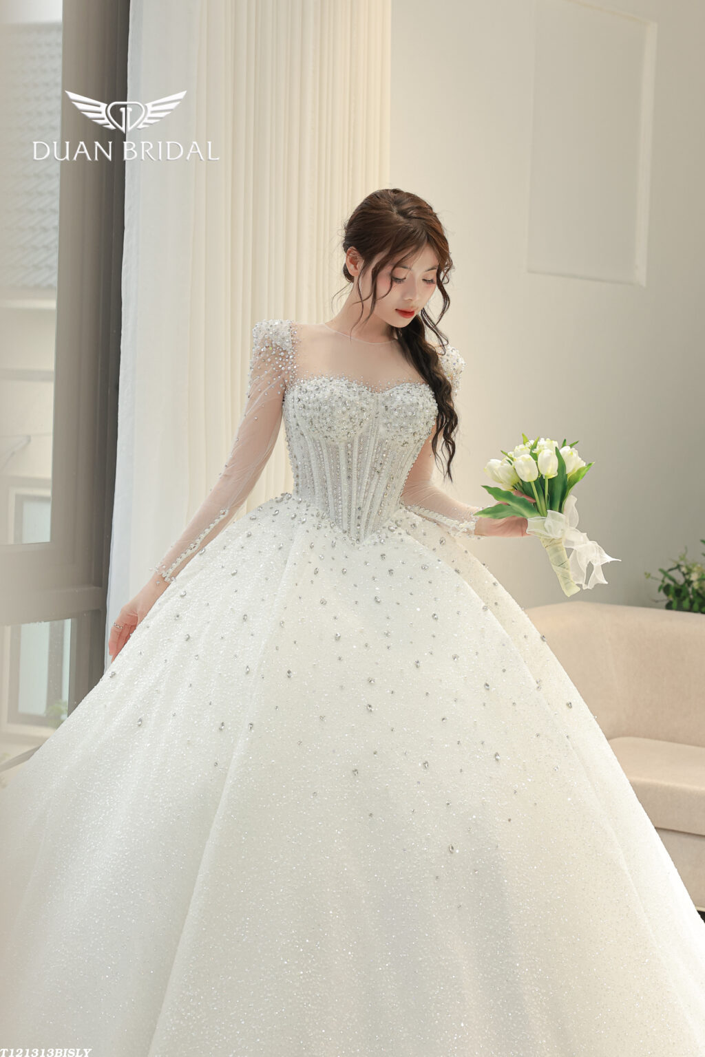 Liora - long sleeve ball gown wedding dress - 2