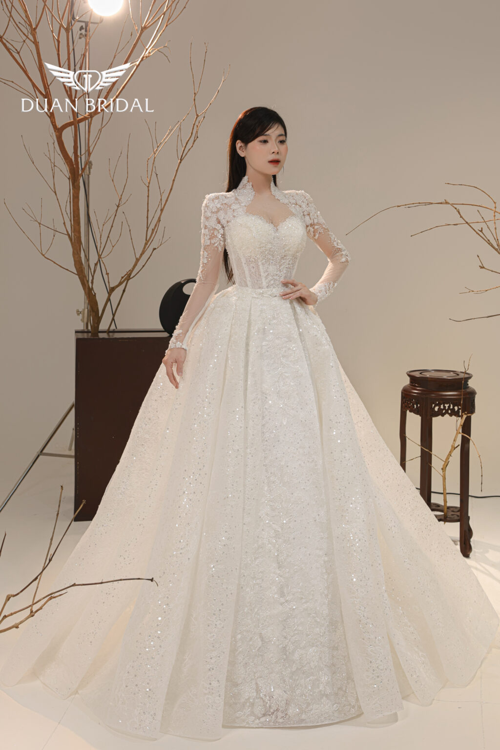 Opaline - long sleeve ball gown wedding dress - 3