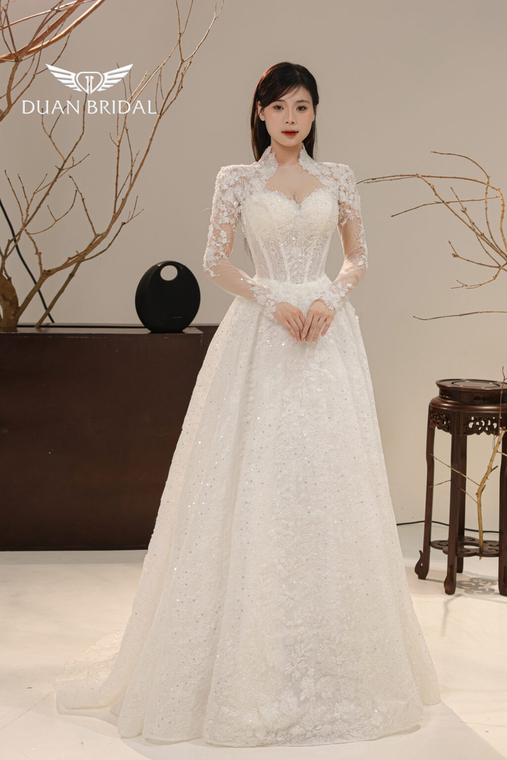 Opaline - long sleeve ball gown wedding dress - 2