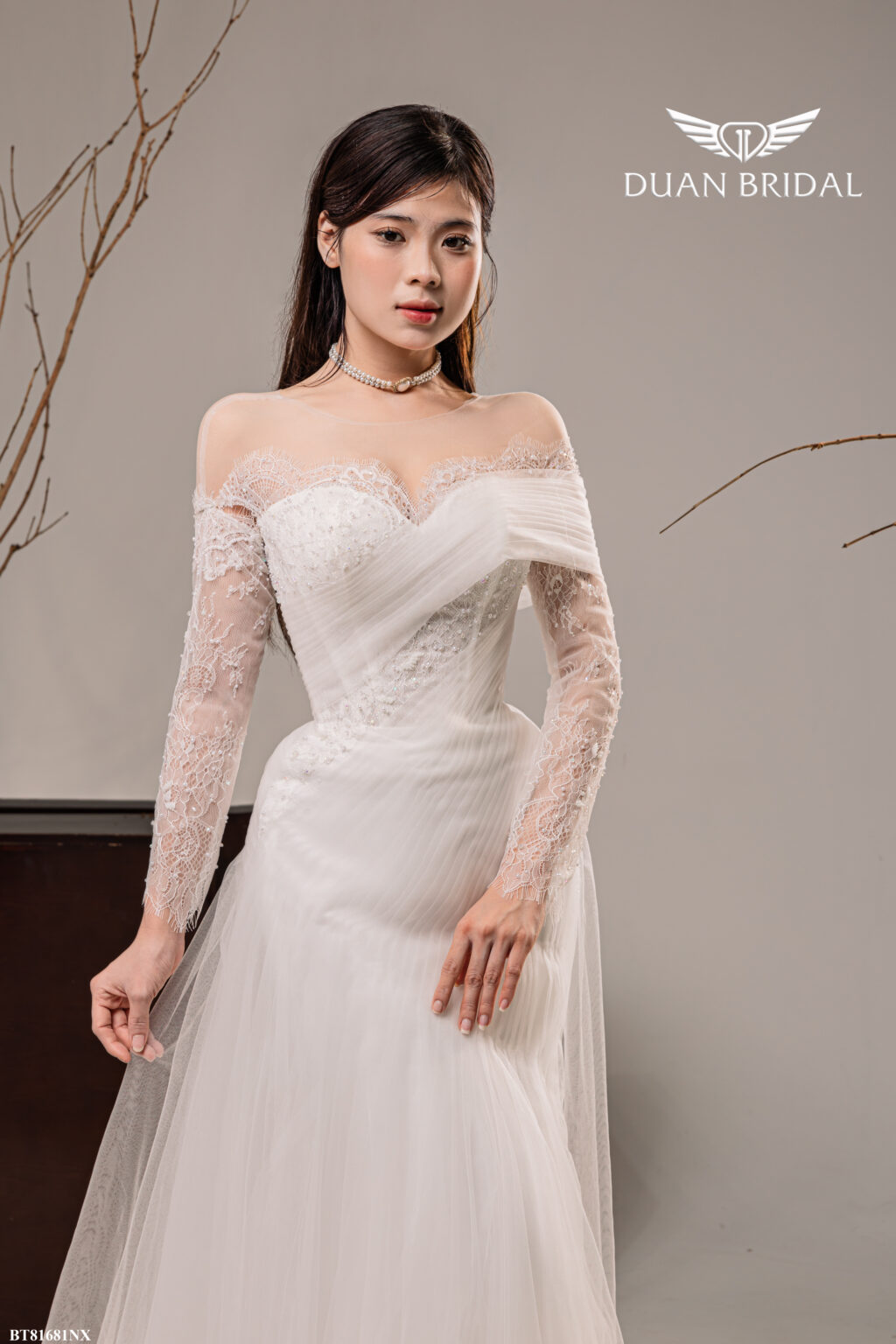 Noelle - off-shoulder long sleeve mermaid wedding dress