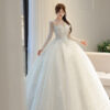 Elysia - off-shoulder long sleeve ball gown wedding dress - 5