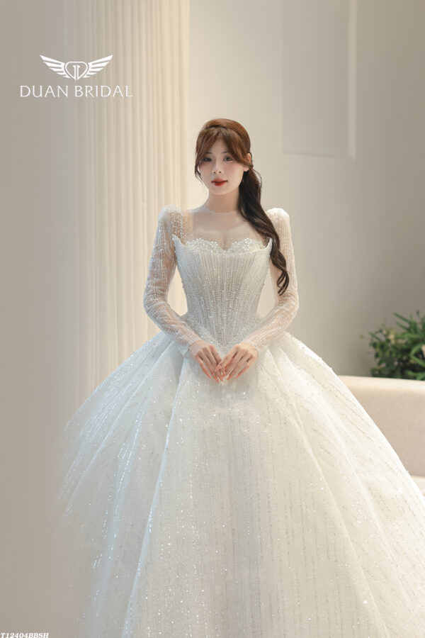 Elysia - off-shoulder long sleeve ball gown wedding dress