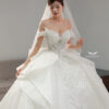Off-shoulder rhinestone ball gown wedding dress 3