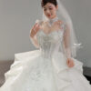 Ophelia Wave - Long sleeve glitter ball gown wedding dress